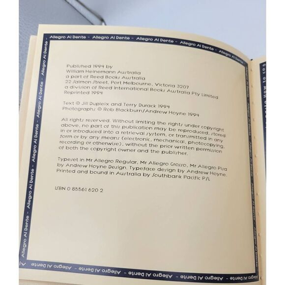 Allegro AL Dente: Pasta & Opera Cookbook (1st edition) by Jill Dupleix and Terry - Picture 3 of 10